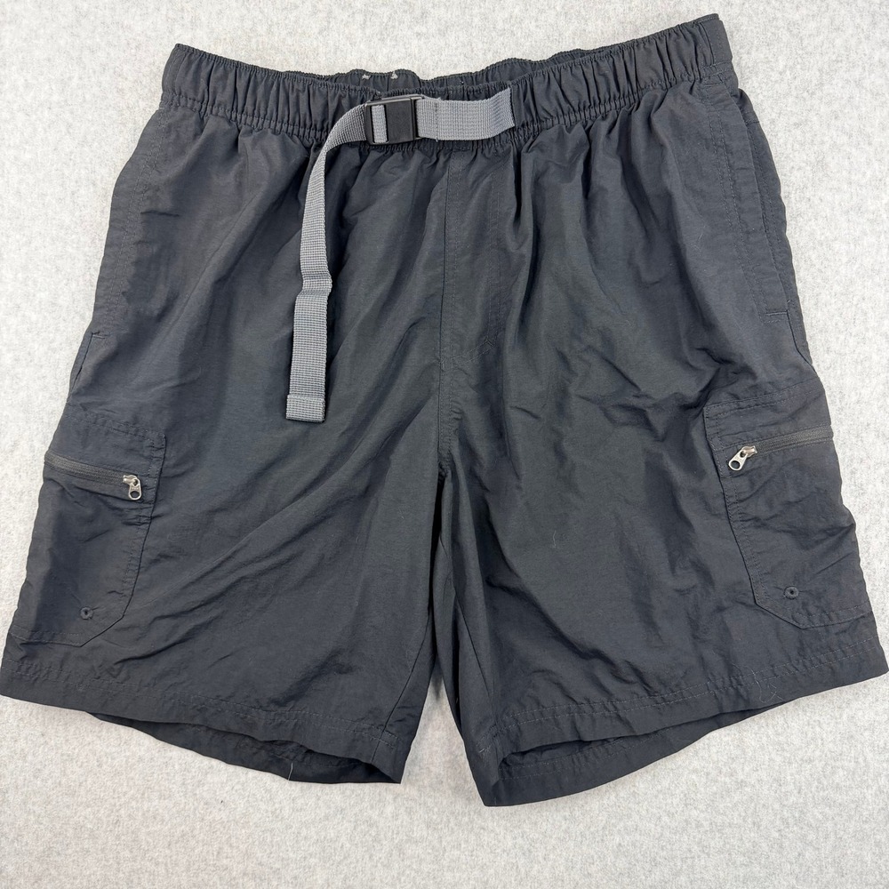 Columbia Mens Black Nylon Cargo Hiking Shorts Size L 8 Inch Inseam XM9364 Belted